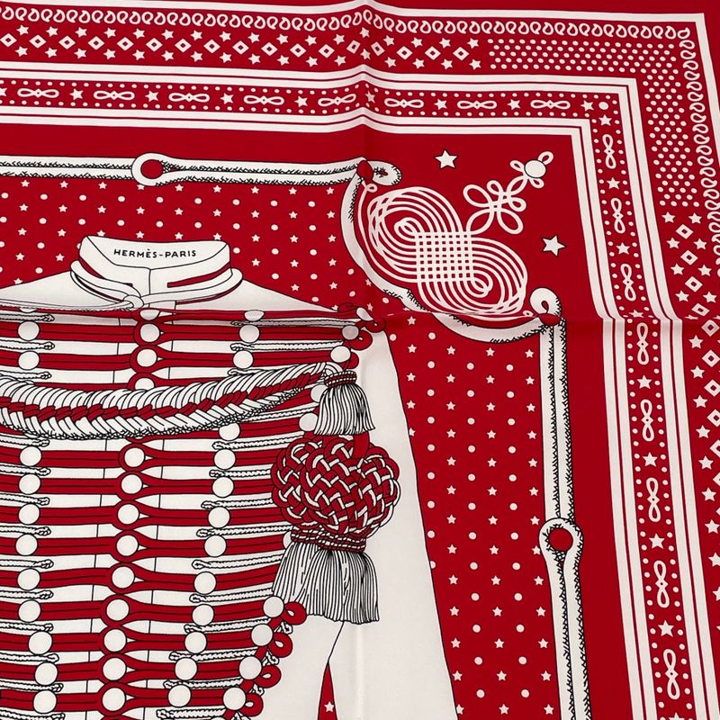 Hermes Brandebourgs Brandenburg Decor Scarf Silk Red