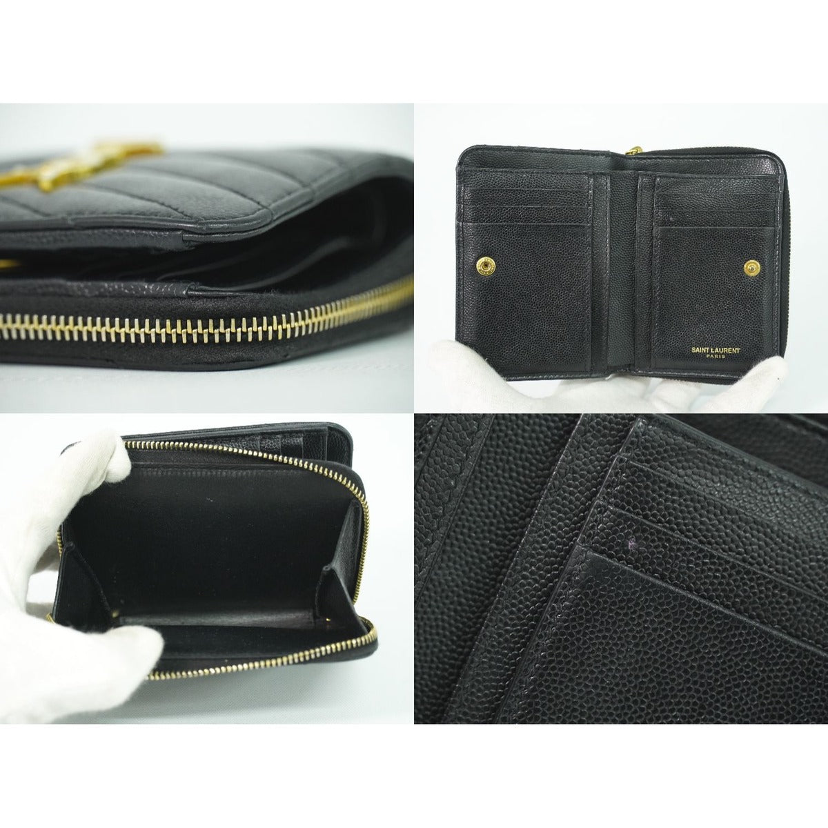 Saint Laurent Leather Bifold Wallet Compact Black — view 8