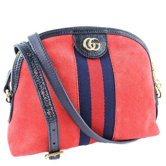 Gucci Ophidia Suede And Leather Hibisca Scuffed Shoulder Bag