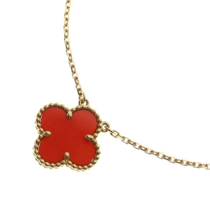 Van Cleef & Arpels Vintage Alhambra Carnelian Necklace Yellow Gold