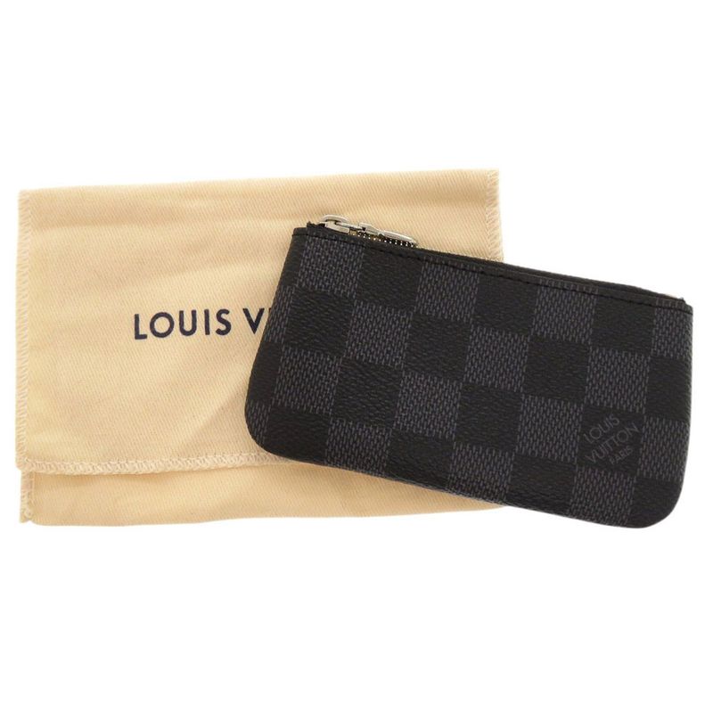 Louis Vuitton Pochette Cles Damier Graphite N60155 Black Coin Case LV 0390