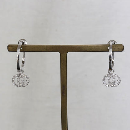 Gucci GG Running Diamond Earrings Hoop AU 750 Box E1497