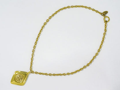 Authentic Chanel Coco Mark Necklace Pendant GP Gold Plated Accessories Jewelry