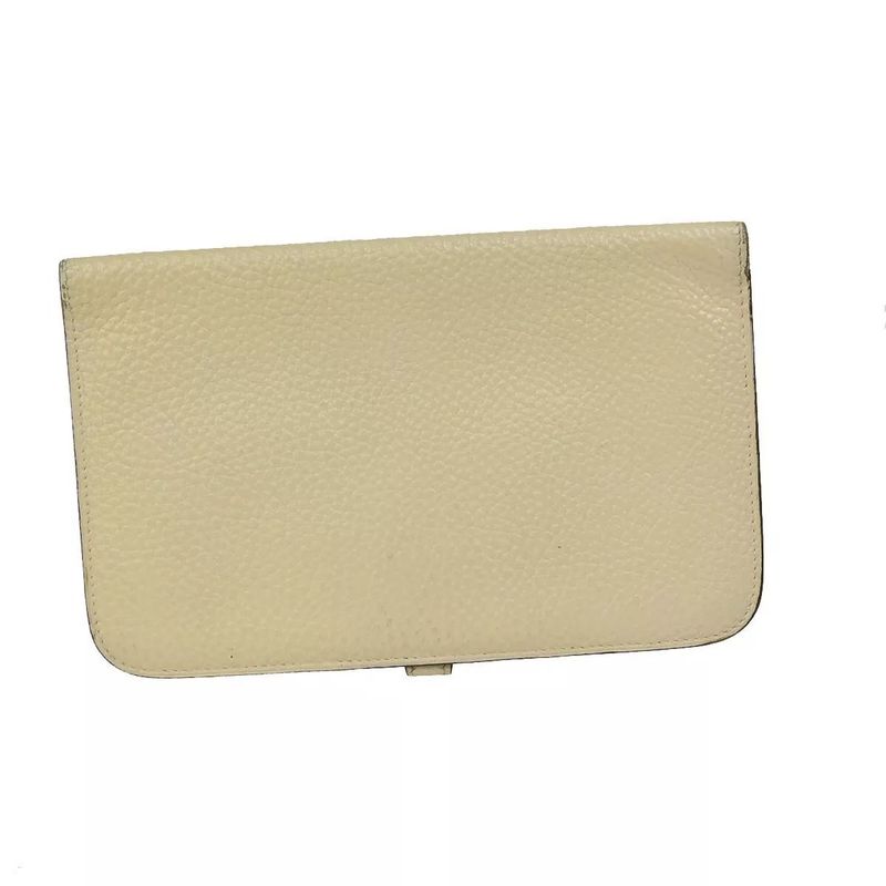 Hermes Dogon GM Togo Beige Silver Hardware Engraved □L (2008) Long Wallet