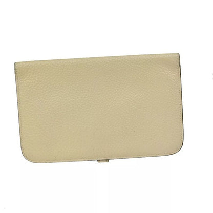Hermes Dogon GM Togo Beige Silver Hardware Engraved □L (2008) Long Wallet
