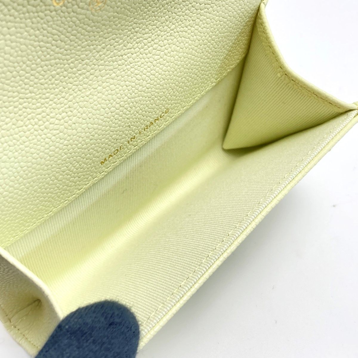 Chanel Matelasse Classic Flap Card Case Ap0214 Light Yellow Caviar Skin