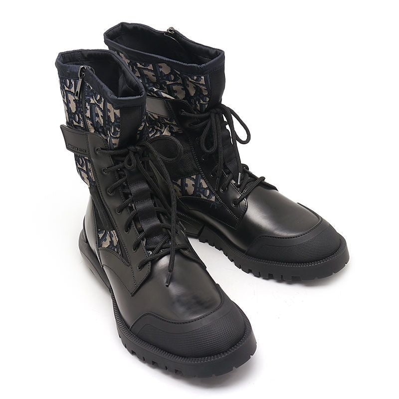 Dior Combat High Top Boots 42 Oblique Black and Navy