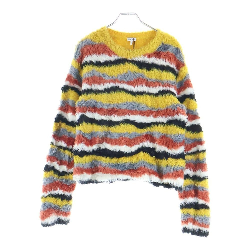 Loewe Multi Border All Over Pattern Pullover Knit Sweater Yellow Orange