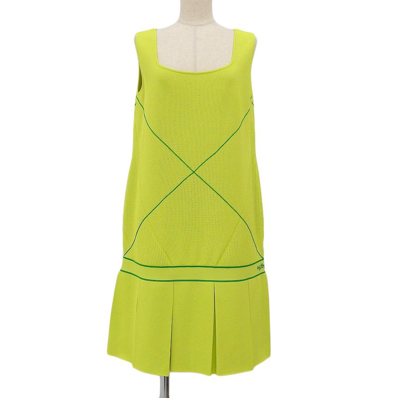 Bottega Veneta 21ss 2021 Runway Item 698085 Square Neck Pleated Mini Dress L