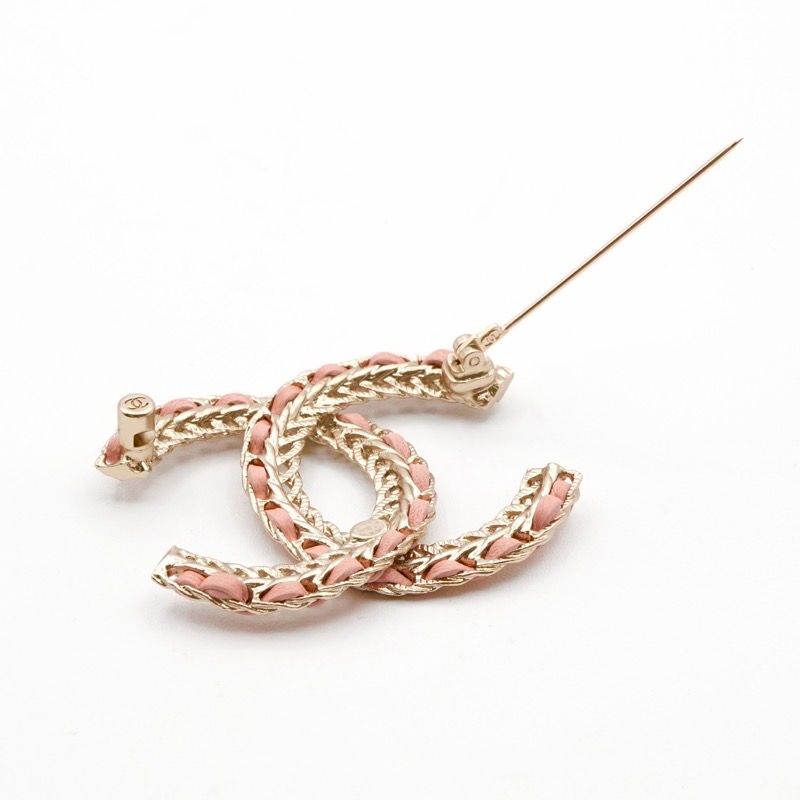Chanel Brooch Corsage Gold Pink Here Mark Chain