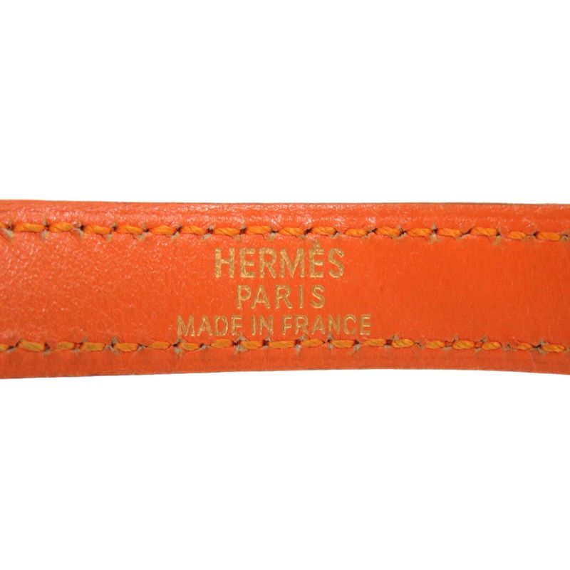 Hermes Kelly Dubreuil Swift Orange Gold Hardware □G Engraved Bracelet 0902