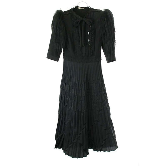 Bottega Veneta 17aw Fur Sleeve Pleated Dress 465606 V0k02 Black 38