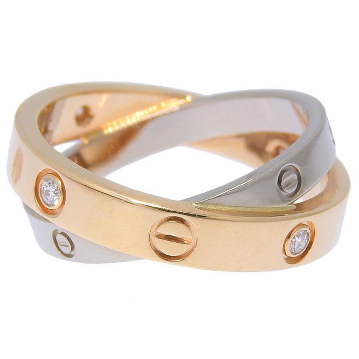 Cartier Be Love 6P Diamond Ring 18K Pink Gold 18K White Gold 750 Pink Gold