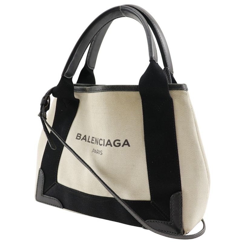 Balenciaga Navy Cabas Su XS Cotton Natural/black Women's Handbag