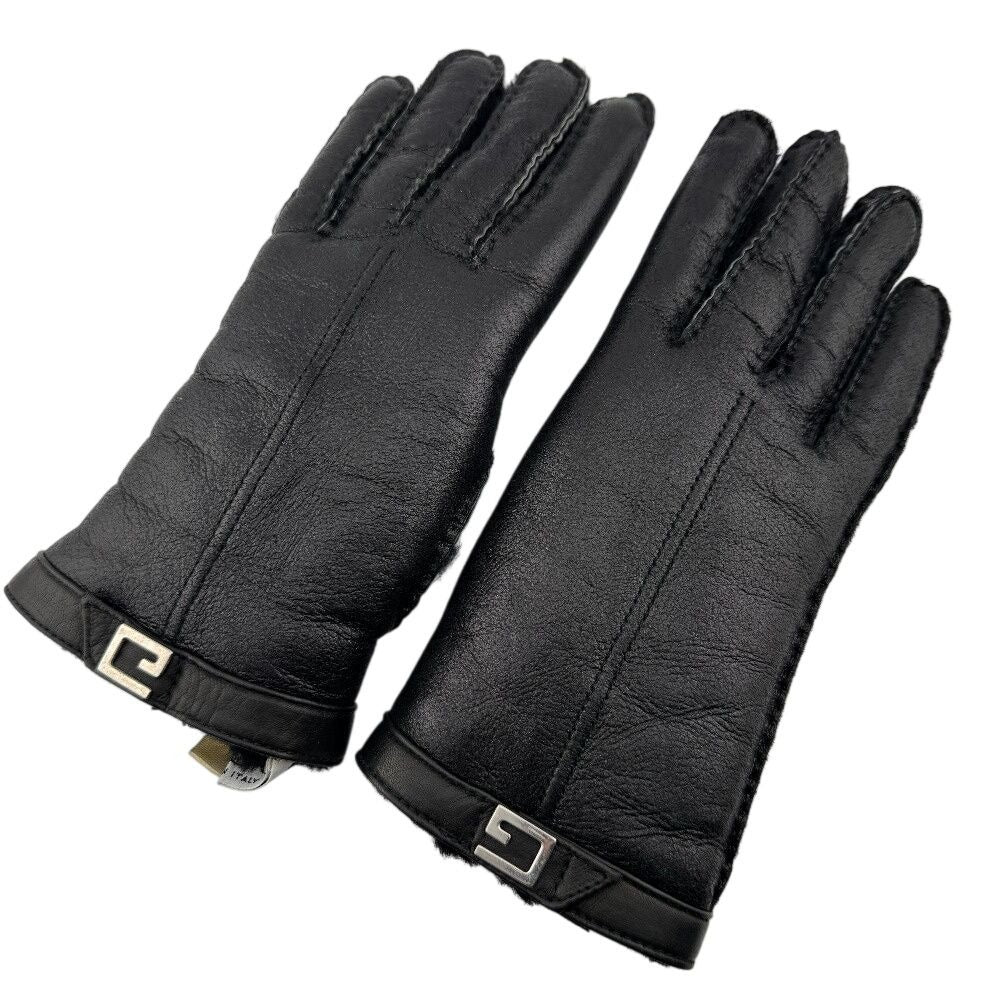 Gucci Glove Shearling Mouton Leather Gloves Black