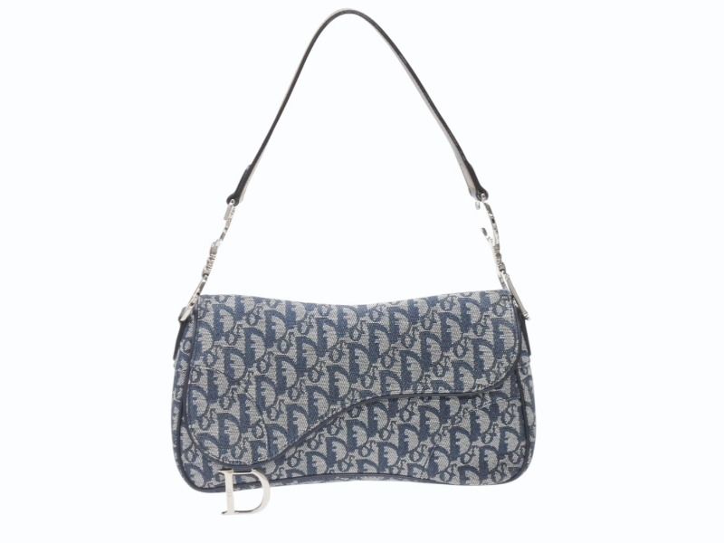 Dior Trotter Line Saddle Bag Navy Silver