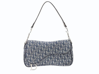 Dior Trotter Line Saddle Bag Navy Silver