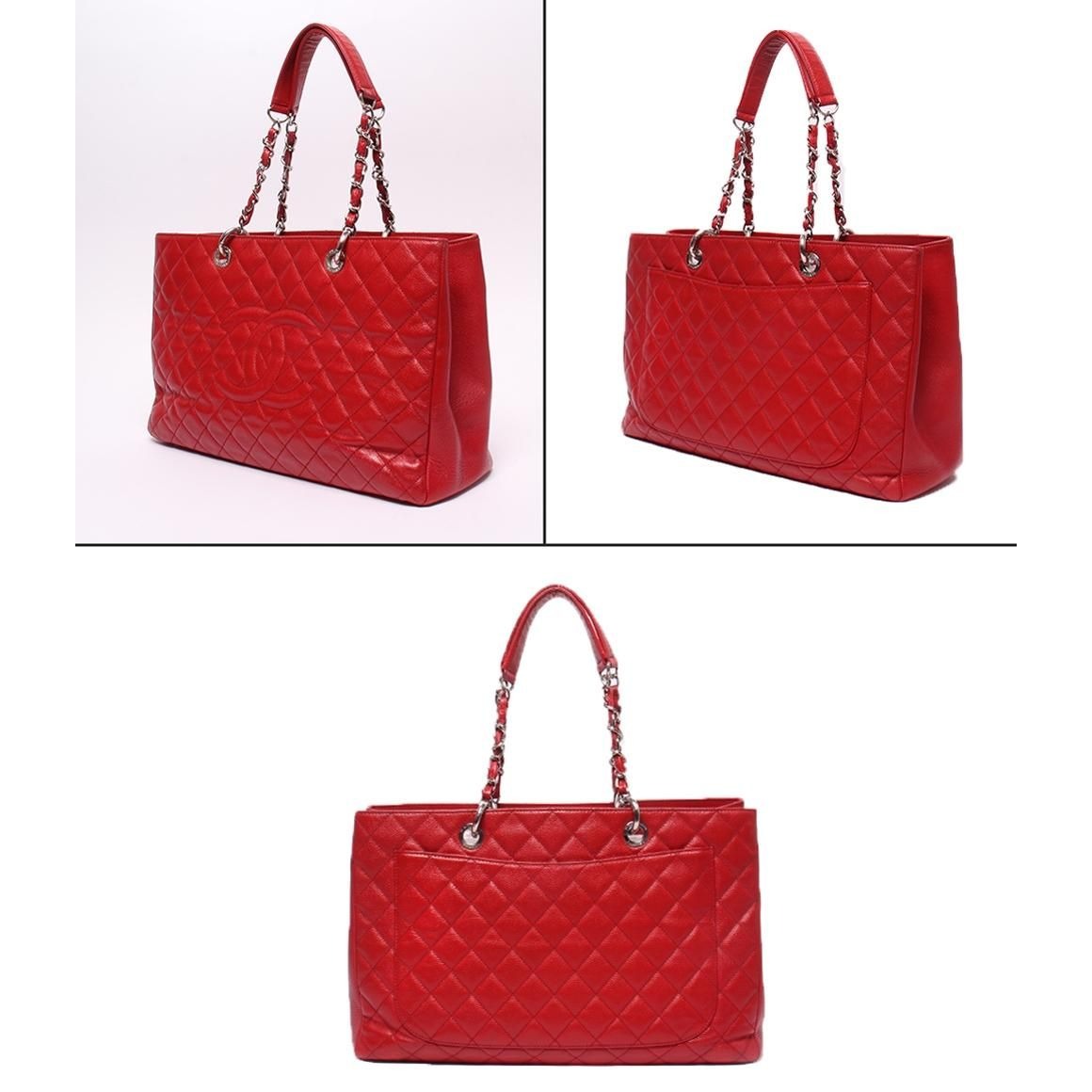 Chanel Chain Shoulder Bag Tote Caviar Leather Silver Quilted — view 2