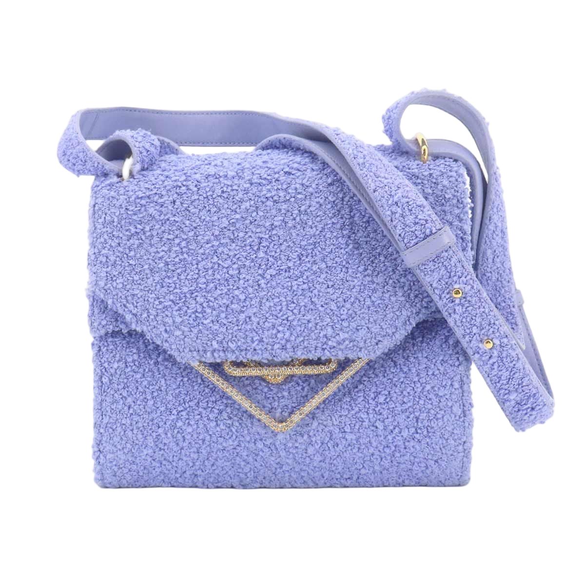 Bottega Veneta the Clip Shoulder Bag Cles Fabric Leather Perwinkle