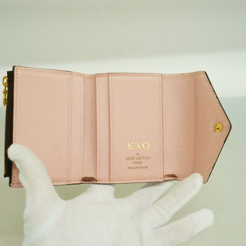 Louis Vuitton Monogram Portefeuille Zoe M62933 Brown Rose Ballerine Women's