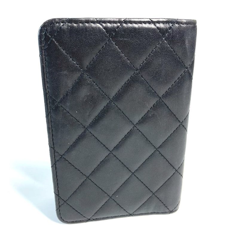 Chanel Passport Case CC Logo Coco Mark Matelasse Quilted Leather Black