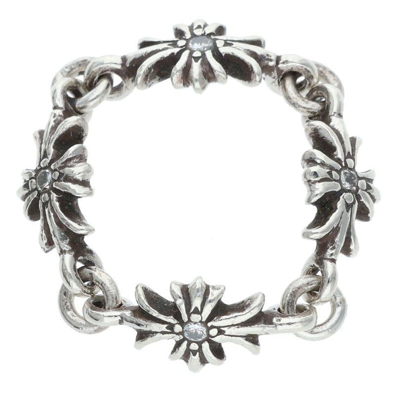 Chrome Hearts Ring Tny CH Pls Dia Tiny Ech Plus Diamond Silver Clear