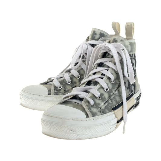 Dior Oblique White Black Fabric Rubber Sneakers High Cut