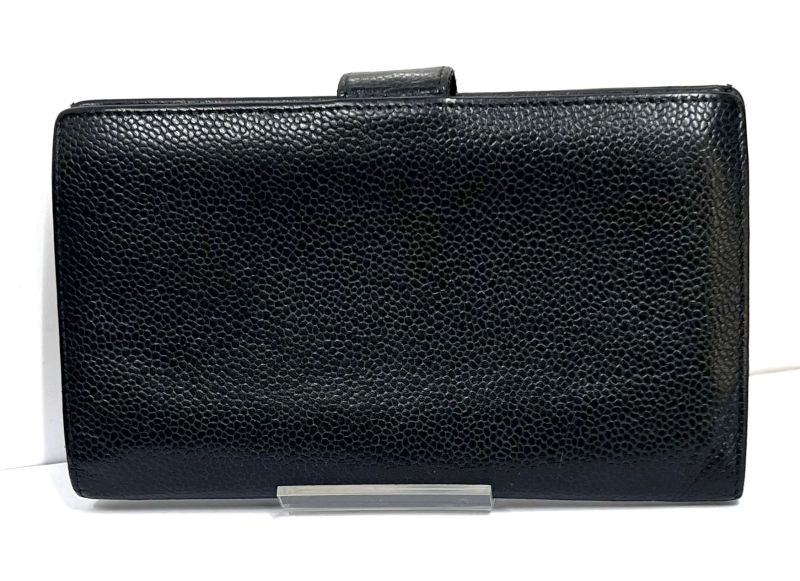 Chanel Caviar Skin CC Wallet Bifold Wallet Black Leather 30ka681