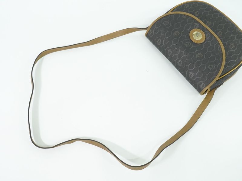 Object Christian DIOR Honeycomb Pattern Shoulder Bag Pochette PVC Black Bag