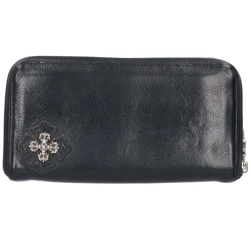 Chrome Hearts RC Zp2 Filigree Plus Decoration Round Zip Leather Wallet