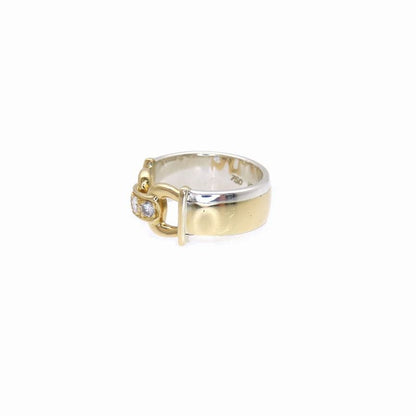Hermes 18K Yellow Gold/silver 925 Diamond Ring 18KG 750 Yellow Gold/925/diamond