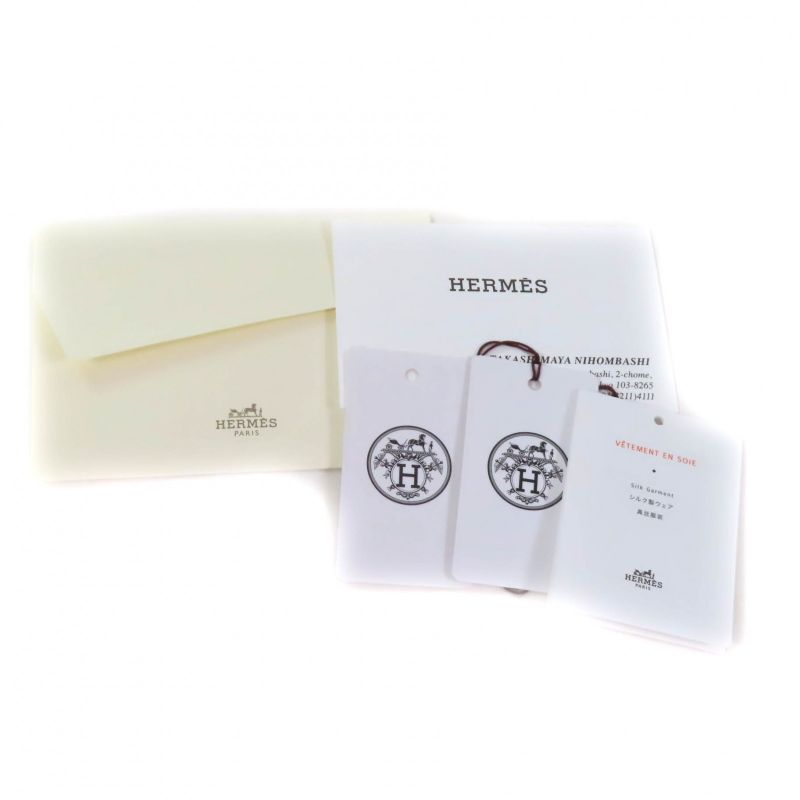 Hermes 22AW 2h0619dn 100% Silk Back Ribbon Total Pattern Long Sleeves Cut And