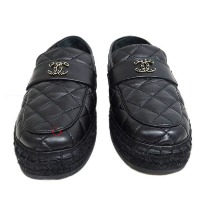 Chanel Loafers Size 37 C Lambskin Espadrilles Coco Mark Black — view 3