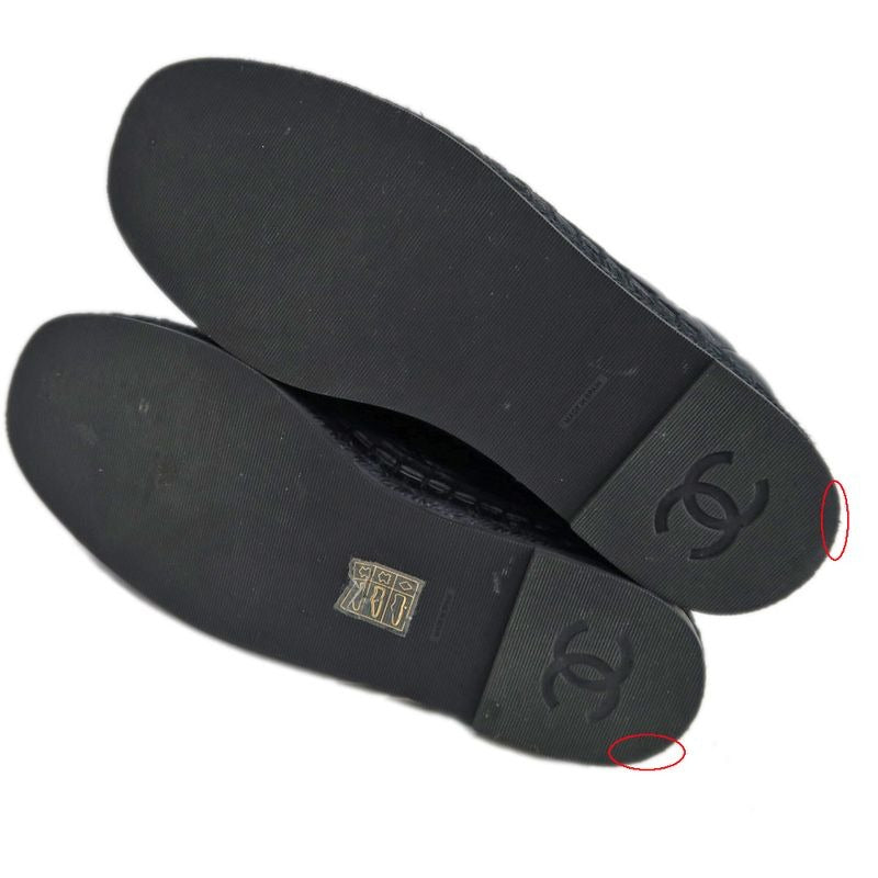 Chanel Loafers Size 37 C Lambskin Espadrilles Coco Mark Black — view 8