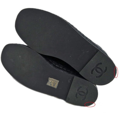 Chanel Loafers Size 37 C Lambskin Espadrilles Coco Mark Black — view 8
