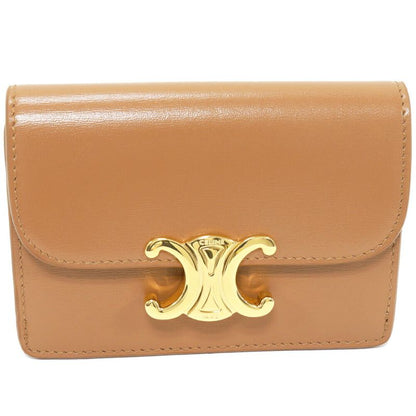 Celine Card Case Business Card Holder With Triomphe Flap Shiny Calfskin Bronze