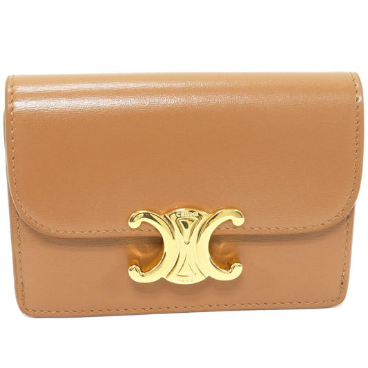 Celine Card Case Business Card Holder With Triomphe Flap Shiny Calfskin Bronze