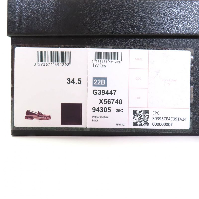 CHANEL 22B G39447 F Patent Leather Loafer With Pearl Coco Mark Black 34.5 With