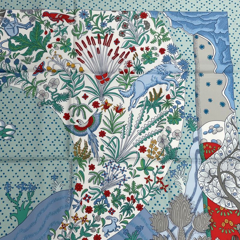 Hermes Carre 90 Le Premier Chant Song Of Beginnings Scarf Multicolor With Box