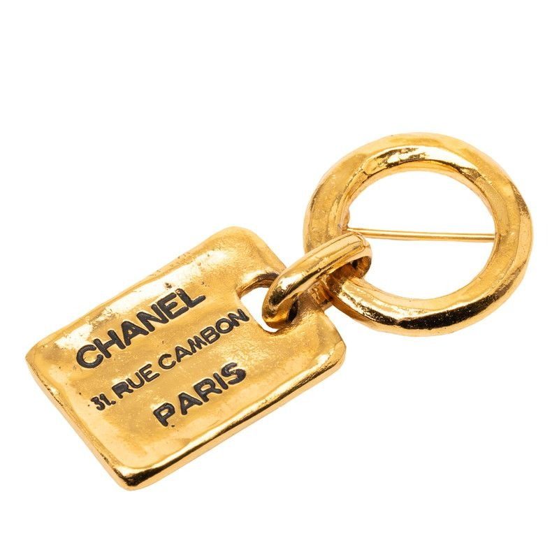 Chanel 31 Rue Cambon Plate Brooch Gold Plated