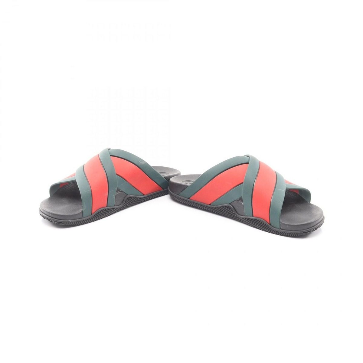 Gucci Sandals Web Stripe Cross Rubber Black — view 3