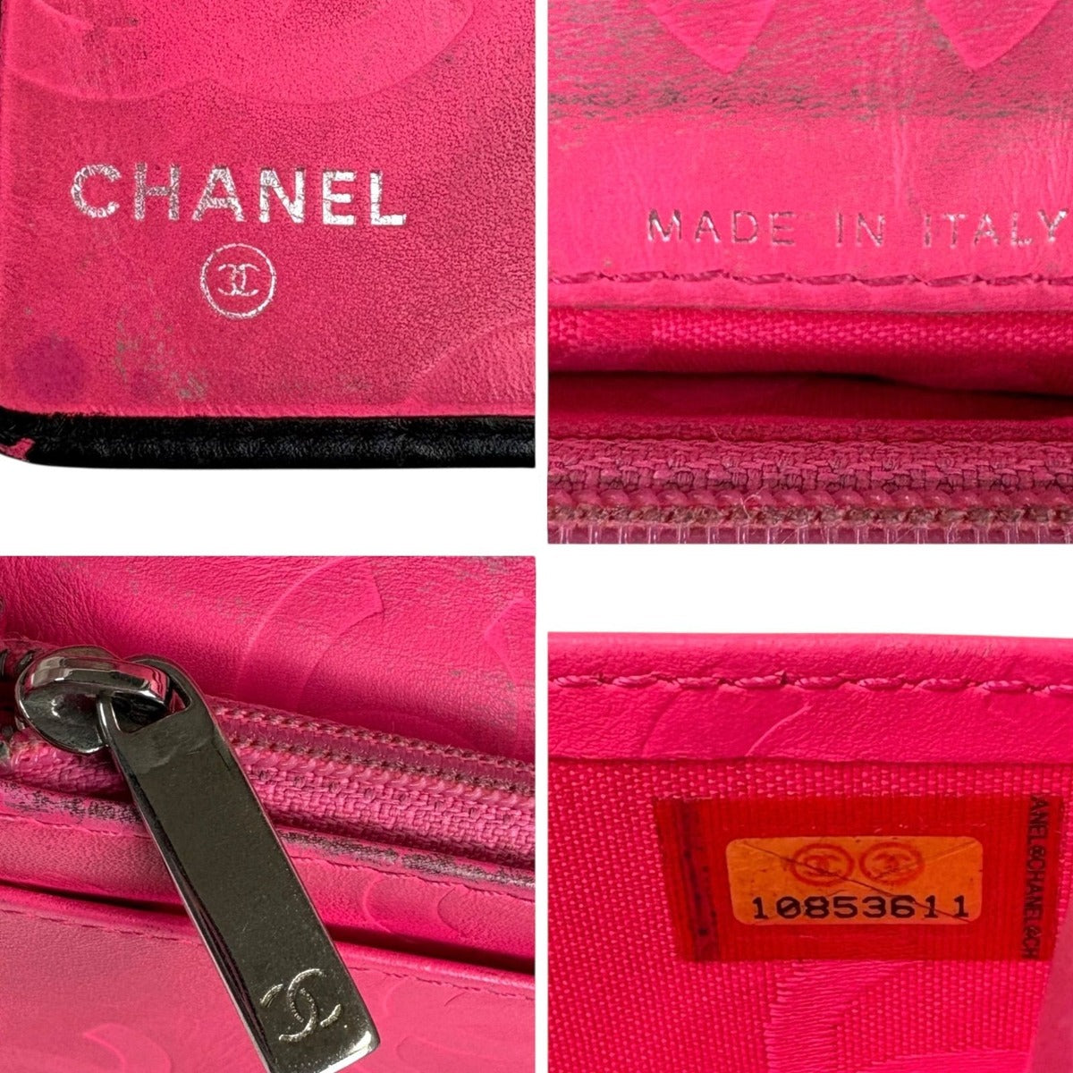 Chanel Cambon Line Long Wallet Bifold Black Pink CC Logo Quilted — view 13