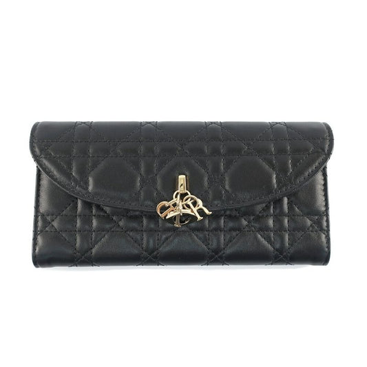 Dior My Violet Wallet Lambskin Black Gold Hardware Long