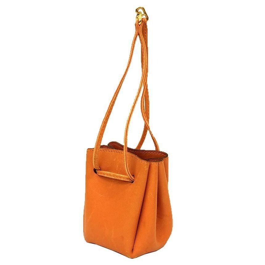 Hermes Vespa Pouch Case Multi Drawstring Charm Orange