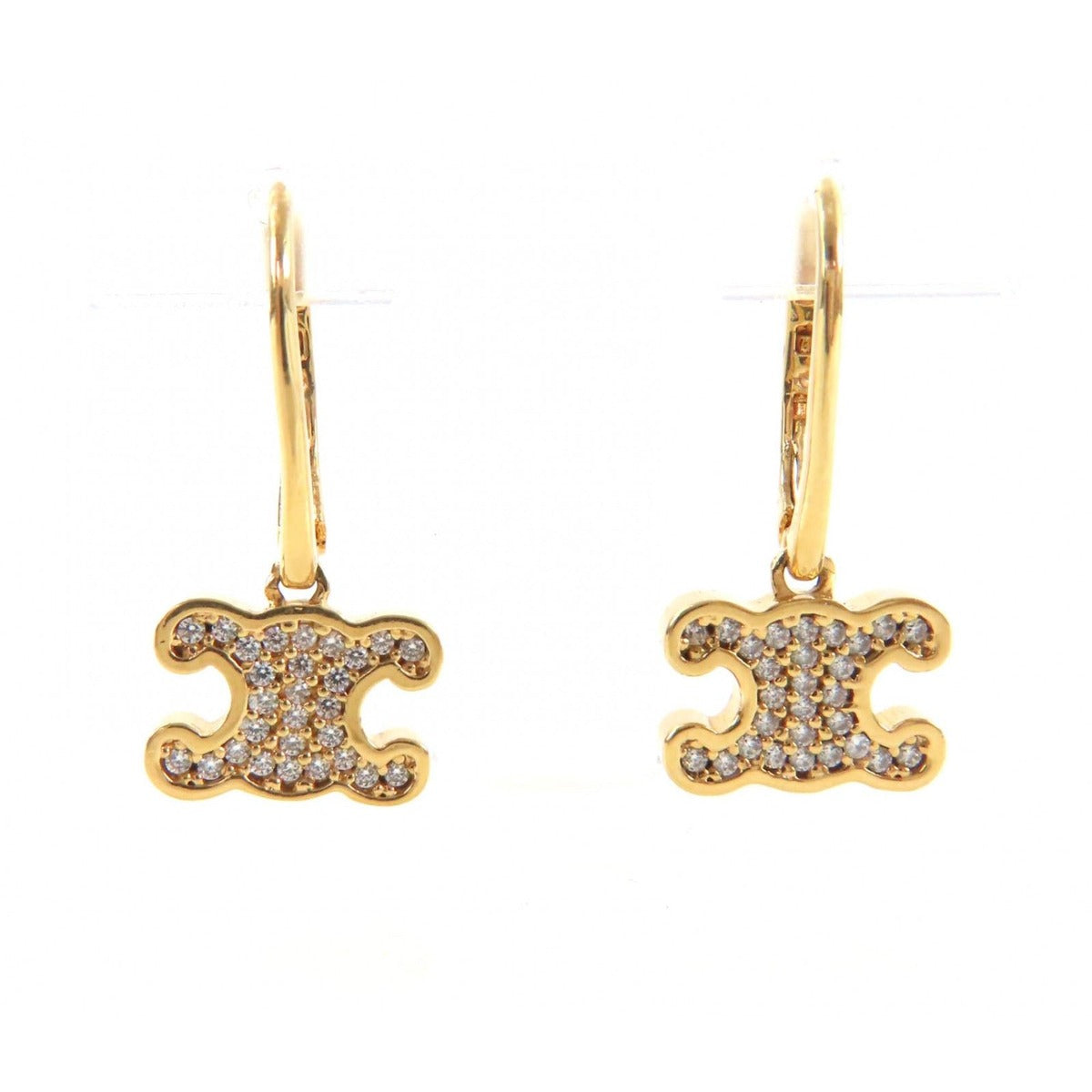Celine Triomphe Rhinestone Earrings Gold