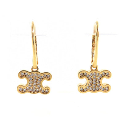 Celine Triomphe Rhinestone Earrings Gold