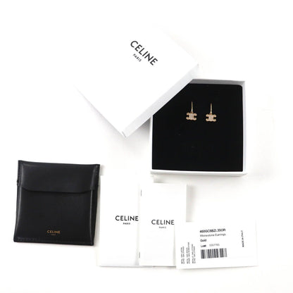 Celine Triomphe Rhinestone Earrings Gold — view 2