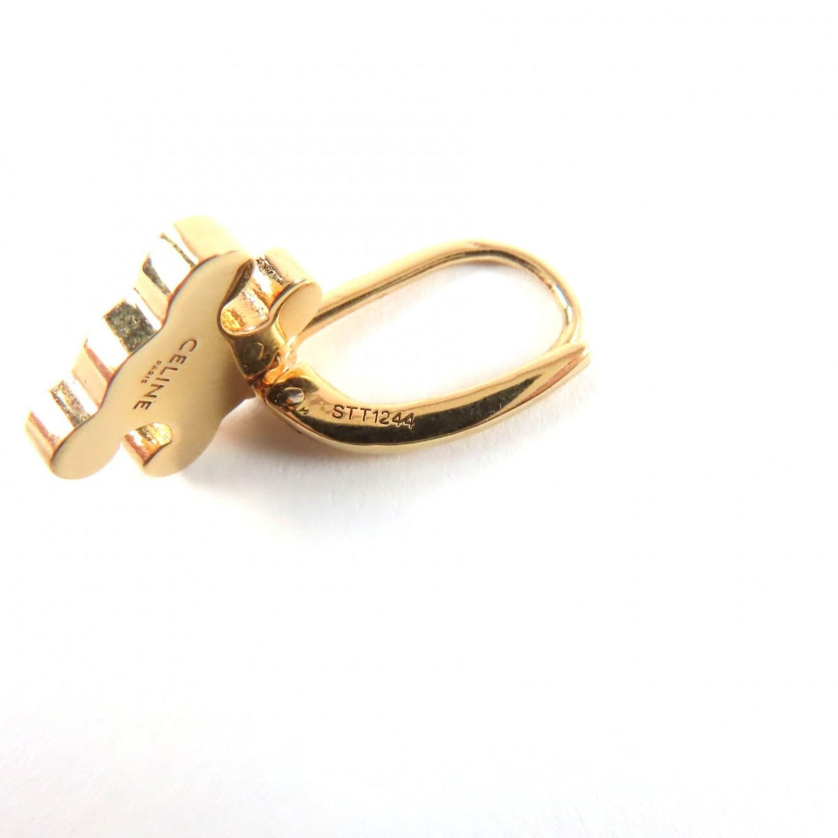 Celine Triomphe Rhinestone Earrings Gold — view 6