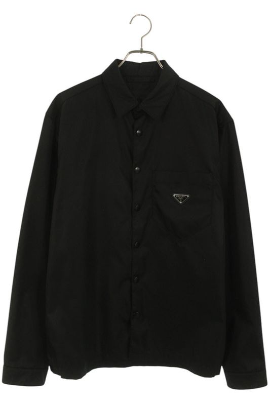 Prada Sc514 Re-nylon Logo Plate Nylon Long Sleeve Shirt Men's L