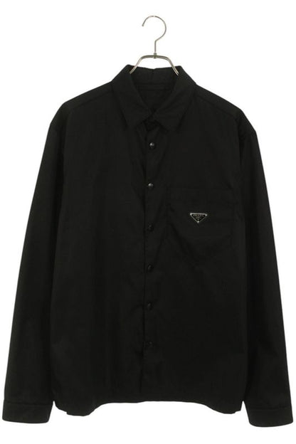 Prada Sc514 Re-nylon Logo Plate Nylon Long Sleeve Shirt Men's L